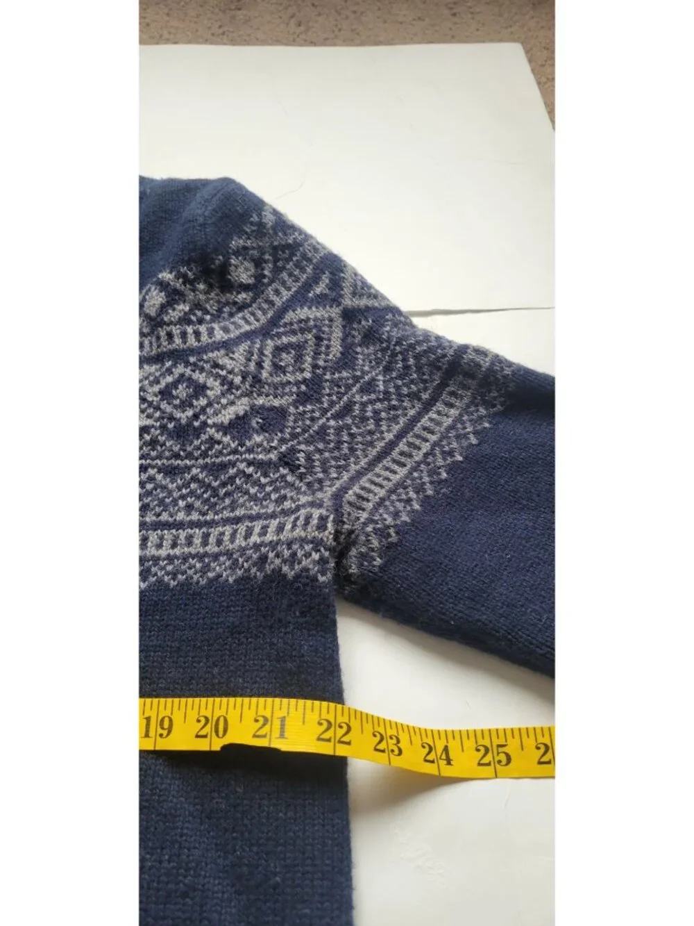 Banana Republic Factory navy blue knit paired gray Fair Isle pattern Size XL